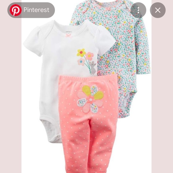 Carter’s 3 piece matching set flowers mouse 🐭 spring 3M - Picture 1 of 12